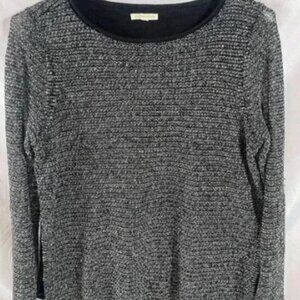 Eileen Fisher Womens Black Organic Linen Blend Tunic Sweater Top M